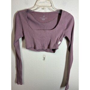 Adidas Knit Crop Top Athletic Casual Gym Yoga Workout Mauve Size Small BC9